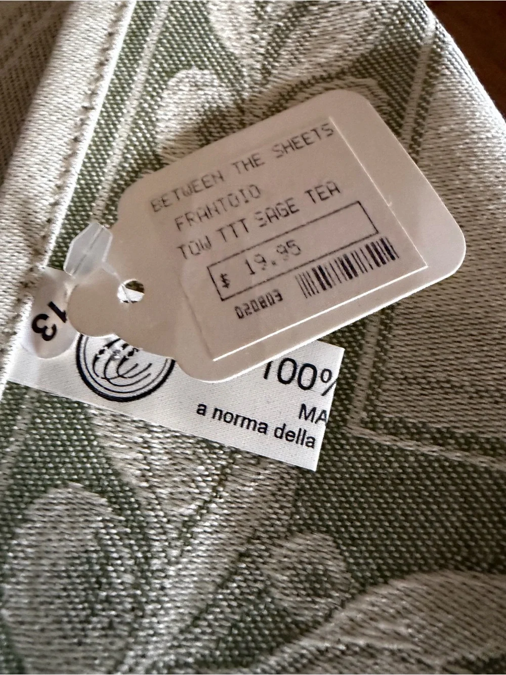 NWT Vintage Italian Jacquard Towel 24x31 Between The Sheets